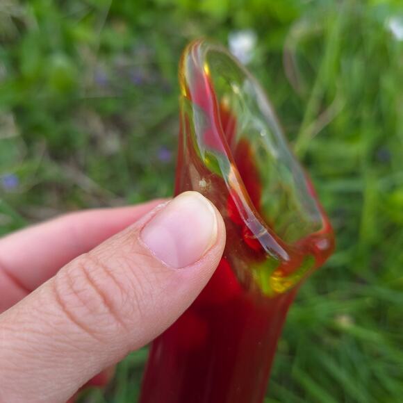 Kanawha glass orange red Mcm vase - Picture 6 of 12